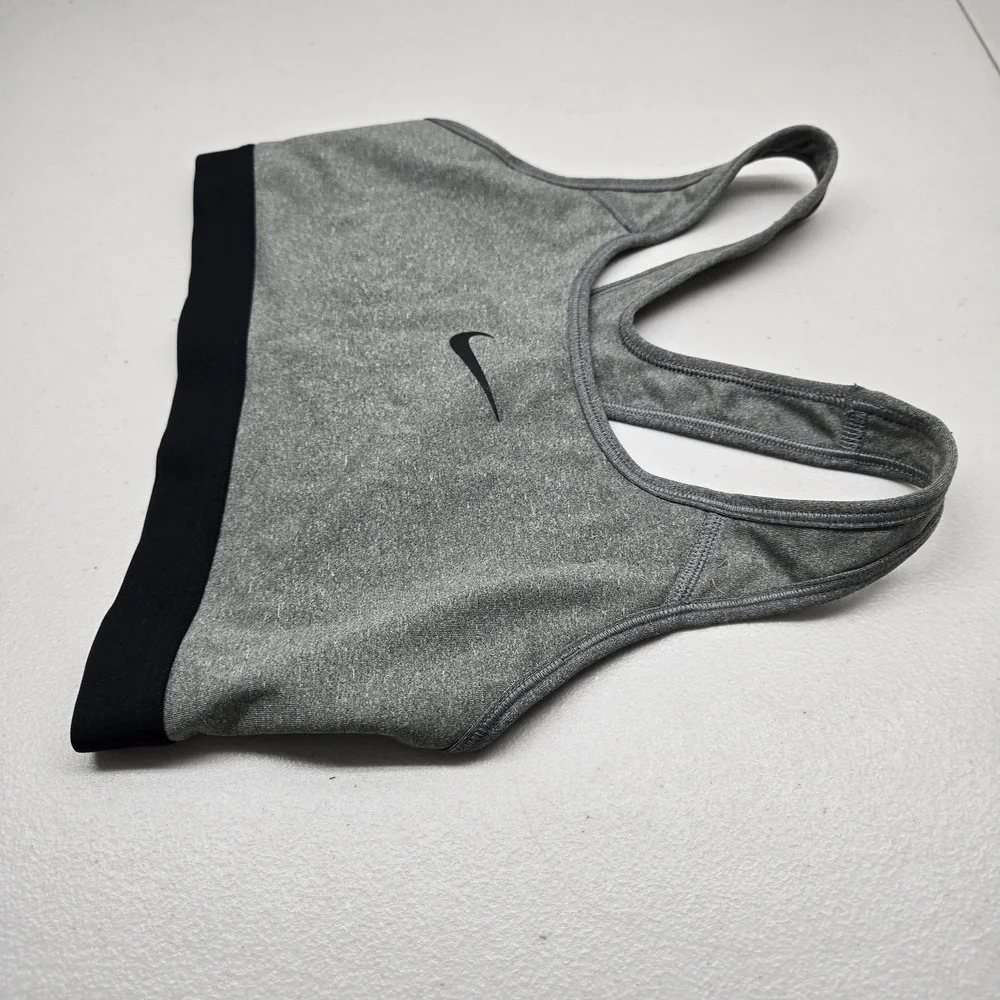 Nike Women Sports Bra‎ M Gray DRI FIT Wireless Jersey Racerback